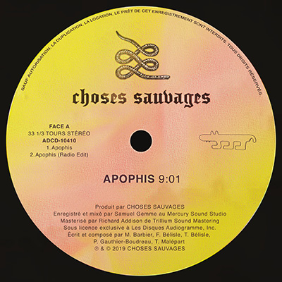 Pochette du Single Apophis de Choses Sauvages